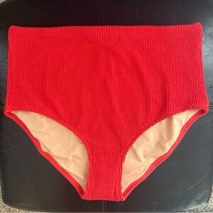 J. Crew Vibrant Red Textured High Waisted Swim Bottoms